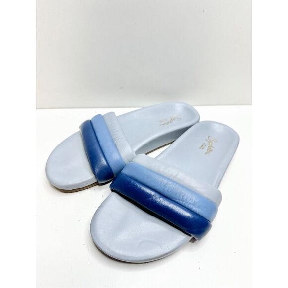 Seychelles Sandals Womens Size 7‎ Leather Low Key Blue Bright Slides - Picture 1 of 8